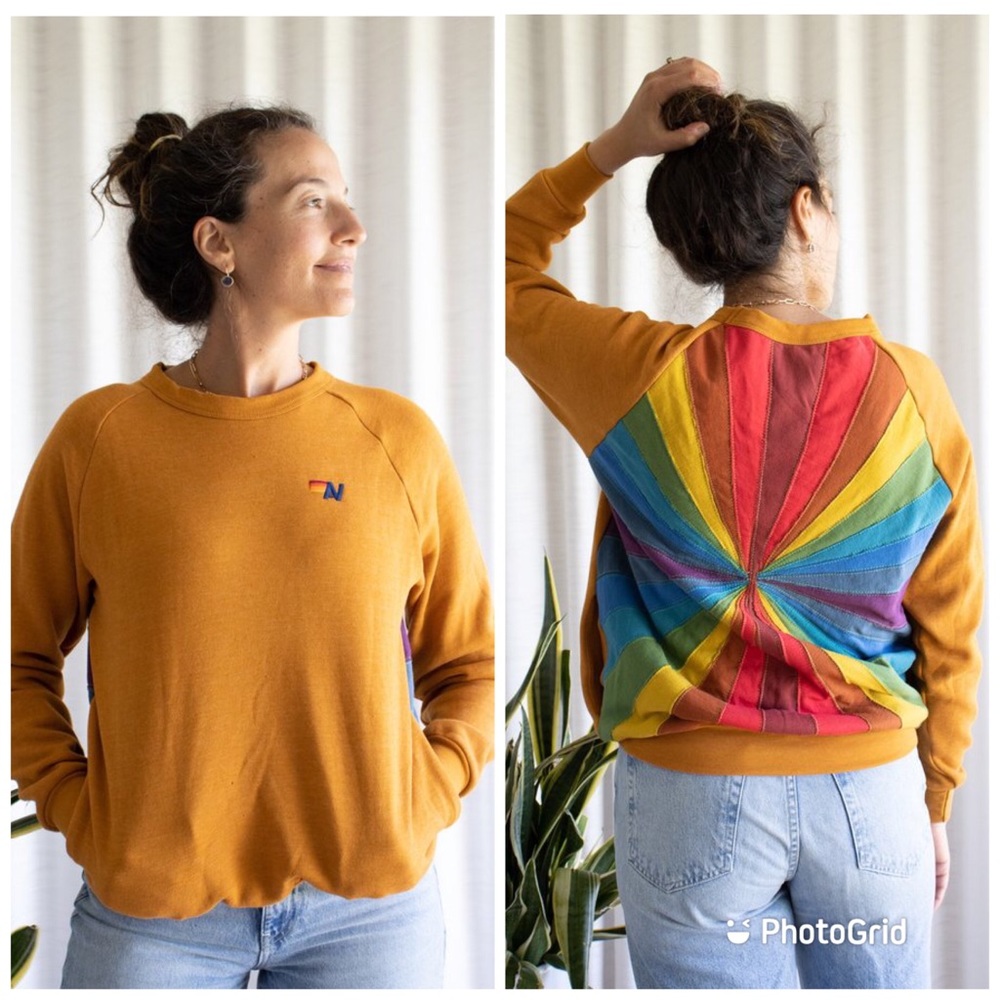 AVIATOR NATION XL SUNBURST CREW SWEATSHIRT NUGGET